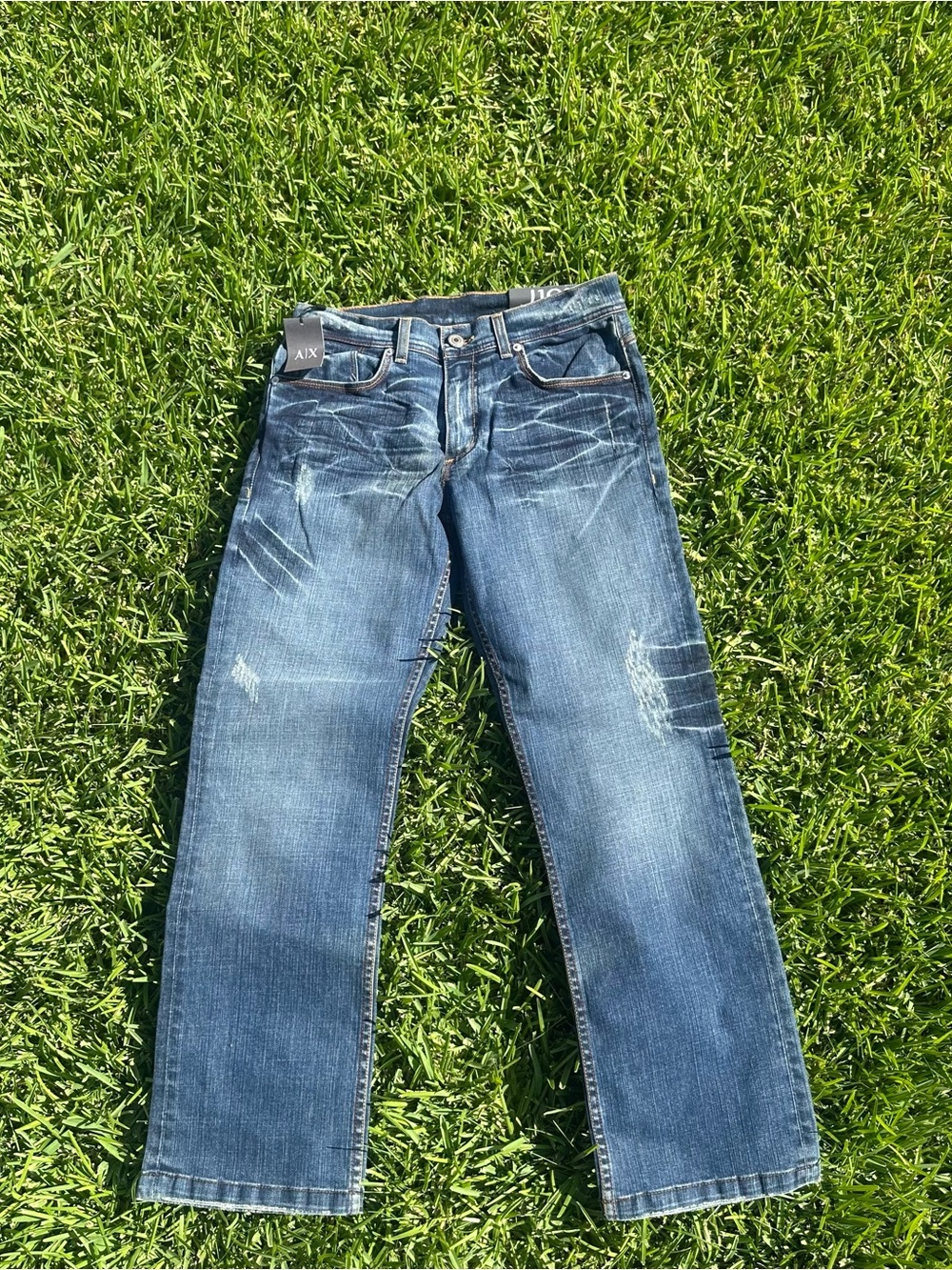 Armani Exchange New with Tags Blue Bootcut Jeans Size 31x30 Short Boot Cut